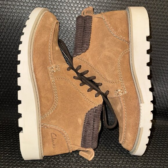 Clarks Barnes Mid Moc Toe Brown Suede Outdoor Comfort Boots Men's Size 7.5 - Picture 5 of 8